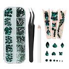 Nail Art Rhinestones, Nail Gems Flat Back With Tweezers And Drill Pen For 