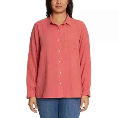 Camisa para mujer Jessica Simpson cuello calce relajado, roja, talla L Foto 1 de 4