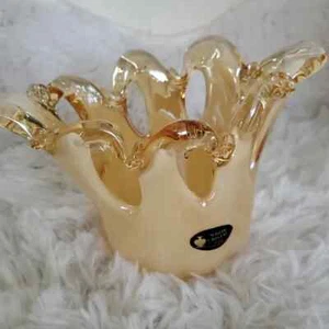 Jarrón vintage de cristal de Murano blanco arte decorativo para el hogar hecho en Italia - Imagen 1 de 7