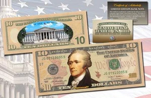 *MUST SEE* Genuine Legal Tender COLORIZED 2-Sided $10 Ten-Dollar U.S. Bill - Picture 1 of 2