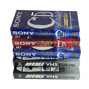 5 VHS Blank Recordable Tapes New Sealed SONY 240 4 HOUR x 3 IMN E-180 HQ x 2 3Hr - Picture 1 of 9