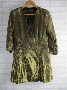 Zara Basic womens mini wrap dress gold L, 12 party 3/4 sleeves - Picture 1 of 10