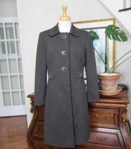 Tahari Gray 3 Button Single Breast Polyester Blend Overcoat Size 8 Petite - Picture 1 of 8