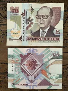 Banco de MEXICO 1994 Souvenir Banknote 25th Anniversary Fábrica de Billetes - Bild 1 von 3