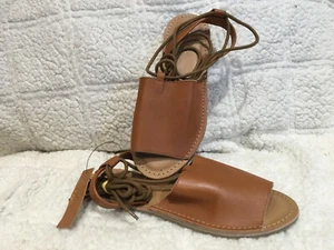 Topshop Women’s TAN Leather Holly Lace up Sandals Shoes Size Eur 36, US 5.5 - Picture 1 of 12