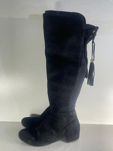 Damen Frauen Stiefel Größe 6/39 gebraucht schwarz Wildleder Leder seitlicher Reißverschluss kniehoch -B69 - Bild 1 von 10