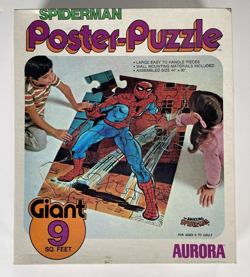 Rompecabezas gigante de colección Amazing Spider Man 9 pies cuadrados (completo Aurora 1974) Foto 1 de 4