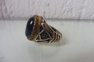 Anello In Argento, Grande E Bello, In Argento 925 Con Una Bella Pietra Blu - Foto 1 di 5