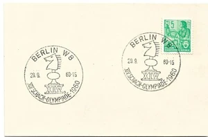 Postal Card DDR Germany Berlin Special Cancel 1960 Olympics  Chess Related Card  - Picture 1 of 2