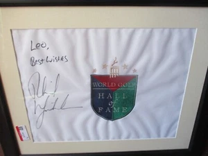 PHIL MICKELSON WORLD GOLF HALL OF FAME SIGNED FLAG AUTOGRAPH - Picture 1 of 1