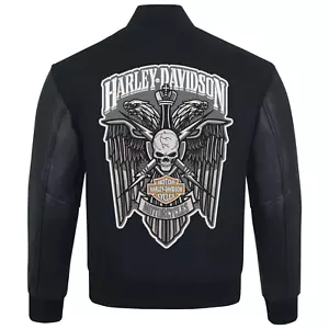 Harley Eagles Wings & Skull Motorcycle Shield & Bottom Rocker Motorbike Patches - Picture 1 of 1