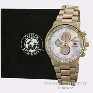 Authentic Citizen Eco-Drive Women's Pink Gold Tone Chandler Watch FB3003-51Y - Picture 1 of 1