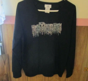 Top para mujer Walt Disney World, negro estrás manga larga, grande - Imagen 1 de 6