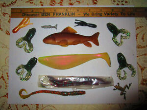 soft body jelly type vintage lures many beautiful & perfect after 25 yrs catfish