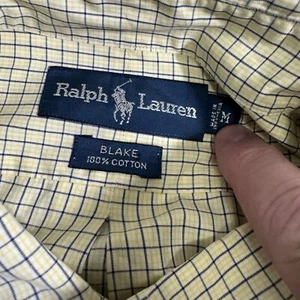 Ralph Lauren Polo Blake Mens Designer Yellow Blue Checkered Casual Shirt M - Picture 1 of 6