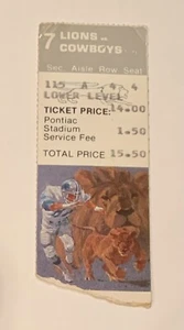 1987 Detroit Lions Ticket Stub Dallas Cowboys 11/8/87 Pontiac Silverdome - Picture 1 of 4
