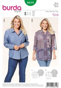 BURDA 6614 WOMEN'S PLUS BLOUSES Sewing Pattern Sizes 18 - 30  Skill: EASY - Picture 1 of 8