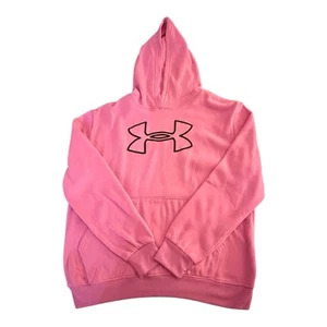 Under Armour Hoodie Pink With Black Logo Pullover Warm Comfy Winter Medium NWT - Picture 1 of 5