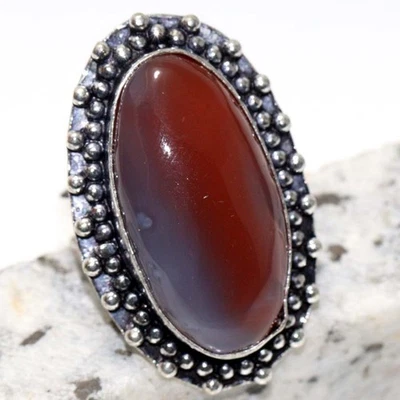 Anillo enchapado en plata 925 ágata laguna rosa con bandas joyas estéticas EE. UU. 6,5 JW Foto 1 de 3