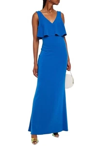 Badgley Mischka Fallyn blau Rüschen Kleid Gr. 0 V-Ausschnitt ärmellos formell neu - Bild 1 von 10