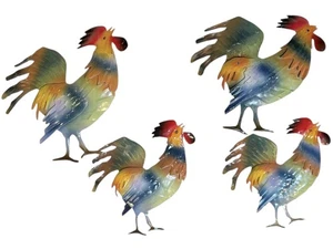 Hahn Huhn Serviettenring Halter Metall 4er Set Bauernhaus Volkskunst Rustikal ** - Bild 1 von 12