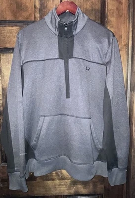 JERSEY HOMBRE CINCH WESTERN GRIS Y NEGRO 1/4 CREMALLERA TALLA GRANDE BONITO Foto 1 de 4
