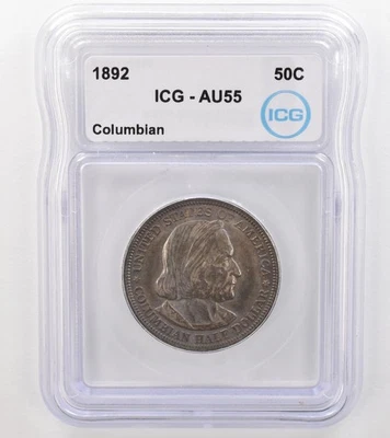 1892 Columbian Exposition Commemorative Half Dollar AU55 ICG Nice Tone *9115 - Image 1 of 3