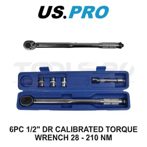 US PRO Tools 1/2" Dr Calibrated Torque Wrench Set 28–210Nm with Sockets 6928 - Picture 1 of 3