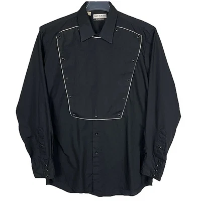 Camisa con tirantes Karman Western vintage para hombre grande negra perla a presión Old West Frontier Foto 1 de 4