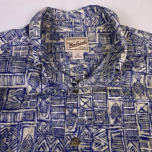 VTG Woolrich Shirt 2XL Mens S/S Outdoor Fish Print Retro VGUC - Picture 1 of 7
