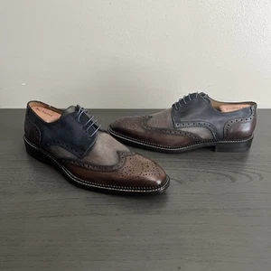 PAUL FREDRICK MENS MULTICOLOR WING TIPPED SHOES SZ 9.5 M PREPPY VTG STYLE - Picture 1 of 9