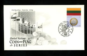 Postal History UN FDC Vienna #483a Artcraft Coin Flag Series Lithuania 2011 - Picture 1 of 2