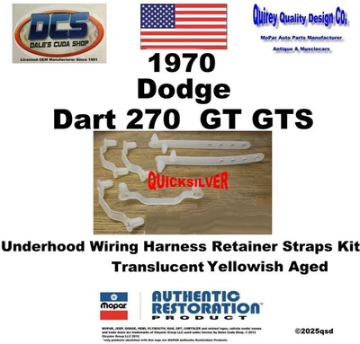 Dodge Dart A 1970 carrocería debajo del capó correa de alambre kit de retención envejecido nuevo MoPar EE. UU. Foto 1 de 2