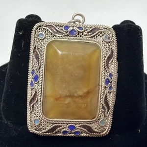 Vintage Pill Box Very Ornate With Stones Pill Holder Necklace Charm Locket 2” - Picture 1 of 10