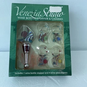 Venezia Studio Angel Fish Wine Bottle Stopper & 4 Charms glass Nautical~handmade - Picture 1 of 3