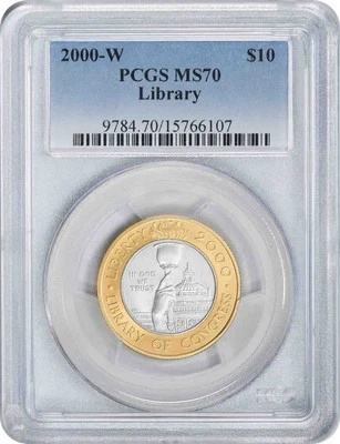 2000-W Library of Congress Commemorative $10 Bimetallic Gold Platinum MS70 PCGS - Image 1 of 2