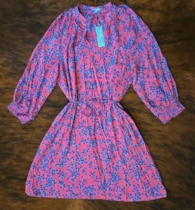 Draper James RSVL Floral Smocked Sleeve V Neck Pink Blue Mini Dress Women XXL - Picture 1 of 12