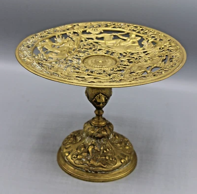 ANCIEN PRESENTOIR COUPE EN BRONZE AJOURE 19 EME MYTHOLOGIE - Photo 1/4