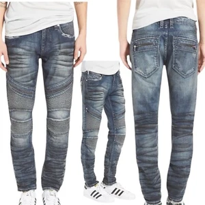 NWT Rock Revival Men's Blue Daviday Moto Stretch Slim Fit Jeans 40x32 - Picture 1 of 19
