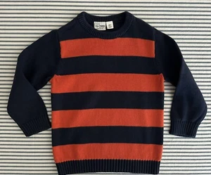 Boys Navy And Orange Stripe Knit Sweater  - Picture 1 of 6