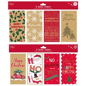 4 CHRISTMAS MONEY CARDS WITH ENVELOPES FOIL QUALITY GIFT CARD VOUCHER WALLET - Picture 1 of 5