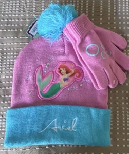 Disney Princess -The Little Mermaid -2 Piece Set: Beanie & Gloves Ages 4-6 - Picture 1 of 2