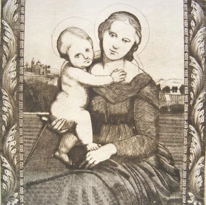 Art Print - Engraving - Madonna With Baby Jesus - Engraver A. Cozzi - Picture 1 of 1