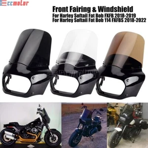 Front Fairing Windshield For Harley Club Style Fat Bob FXFB 114 FXFBS 2018-2024 - Picture 1 of 30