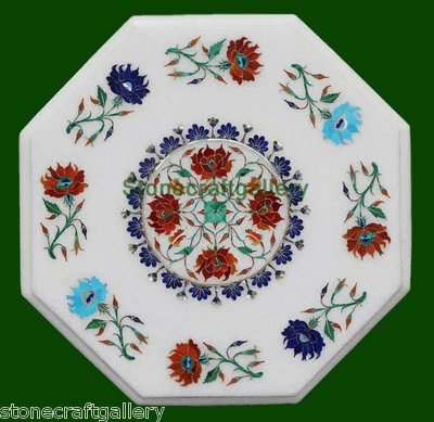 12" Table Top Marble Stone Pietra dura​ Work Handmade Home Decors - Image 1 of 3