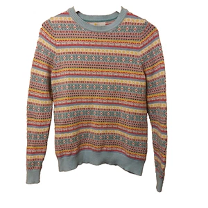 Boden Jumper Women Size Medium Blue Fair Isle Multi Heritage Sweater Pullover - Picture 1 of 7