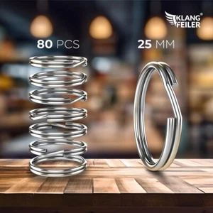 Klangfeiler 80pcs box Split Key Rings - 25mm Diameter - Metal Rings for Keychain - Picture 1 of 4