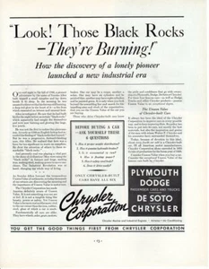 1936 auto publicitario estampado vintage automóvil Chrysler mira esas rocas negras están ardiendo - Imagen 1 de 1