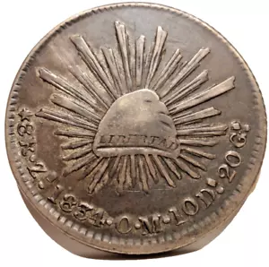 1834 Zs OM Mexico 8 Reales Contemporary Counterfeit .700 Silver, Riddell # 237 - Picture 1 of 14