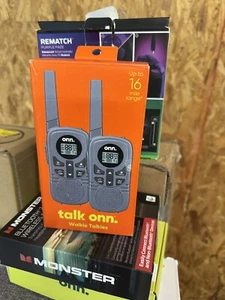 Onn. 16 Miles Walkie Talkies Two Way Radios, LED Light, 121 privacy Channels - Picture 1 of 2